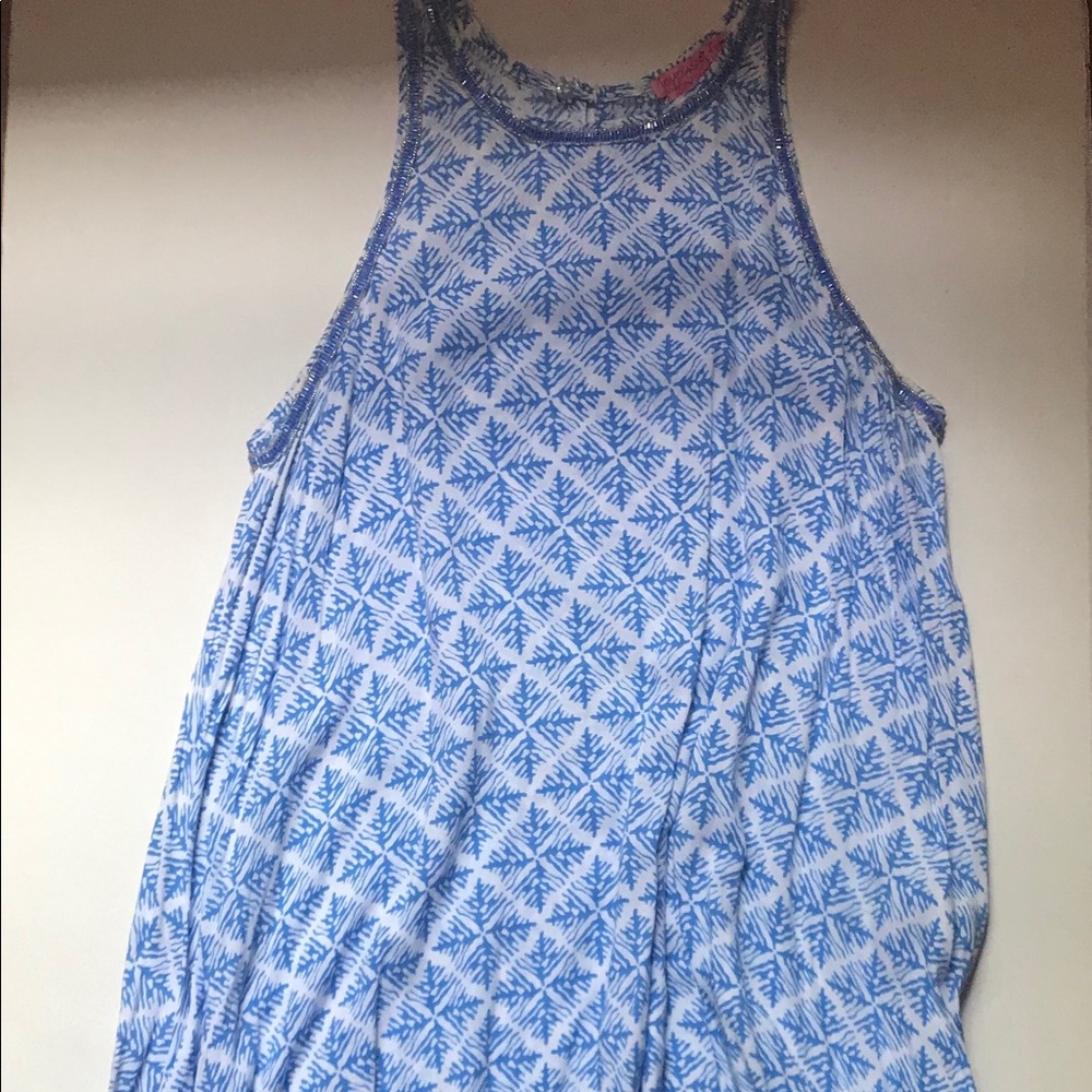Blue and white dress